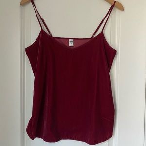 Velvet Cami Tank in Wine / Burgundy, Size XS, Adjustable Straps
